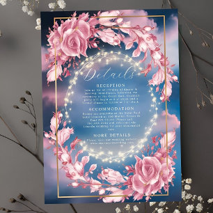 Carte D'accompagnement Fleurs Roses Et Étincelles Mariage
