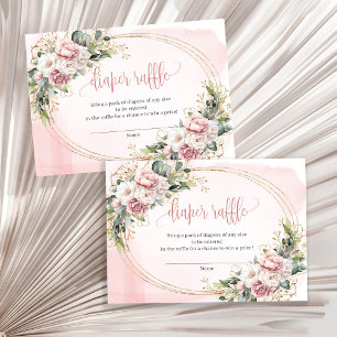 Carte D'accompagnement Fleurs roses ravissantes et verdure Tirage au sort