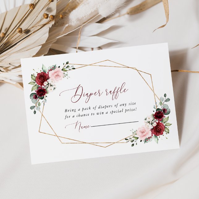 Carte D'accompagnement Fleurs Rouges Bourgognes, Fleurs Roses, Raffle De  (Créateur téléchargé)