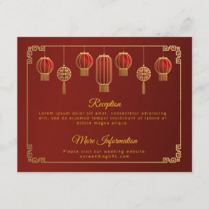 Carte D'accompagnement Fleurs rouges garniture dorée Enceinte de mariage 