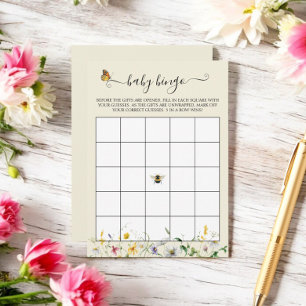 Carte D'accompagnement Fleurs sauvages, abeilles et papillons illuminés J