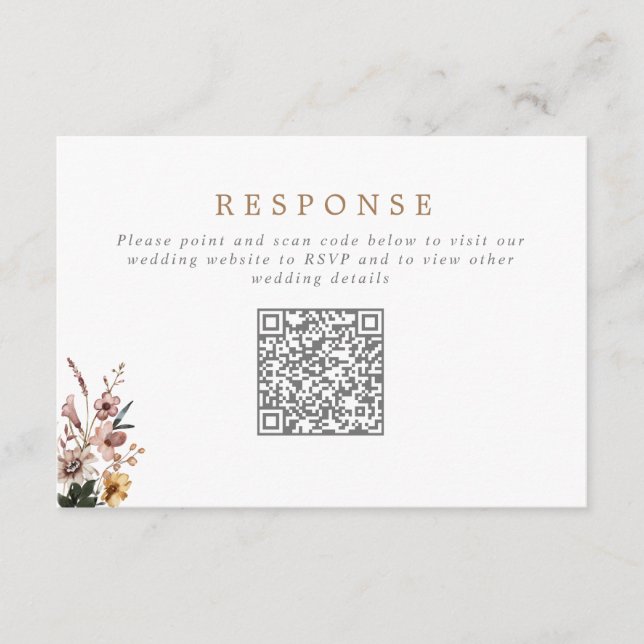 Carte D'accompagnement Fleurs sauvages automnales QR Code Site du Mariage (Devant)