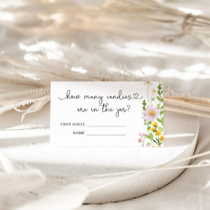 Carte D'accompagnement Fleurs sauvages d'aquarelle devinent combien de bo