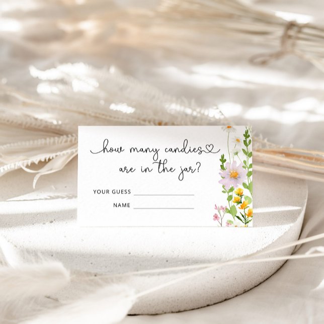 Carte D'accompagnement Fleurs sauvages d'aquarelle devinent combien de bo (Créateur téléchargé)