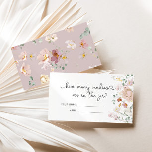 Carte D'accompagnement Fleurs sauvages d'aquarelle devinent combien de bo