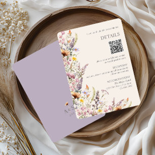 Carte D'accompagnement Fleurs sauvages élégantes lavande, rose et crème
