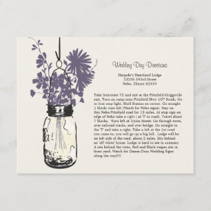 Carte D'accompagnement Fleurs sauvages et Mason Jar Mariages Directions