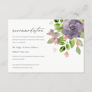 CARTE D'ACCOMPAGNEMENT FLEURS SAUVAGES RUSTIQUES VIOLET & LOGEMENT FOLIAG