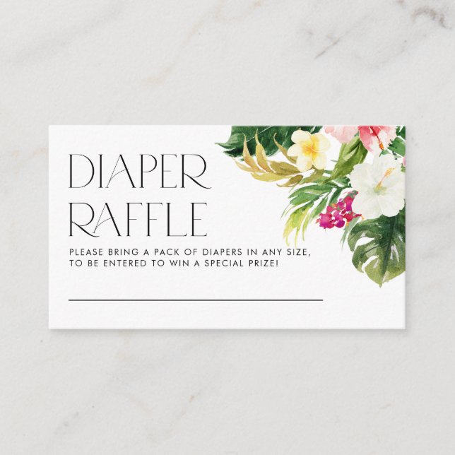 Carte D'accompagnement Fleurs tropicales Baby shower d'été Déchets Raffle (Devant)