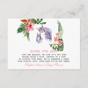 Carte D'accompagnement Fleurs tropicales uniques Baby shower Unicorn