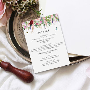 Carte D'accompagnement Fleurs violettes roses avec papillons