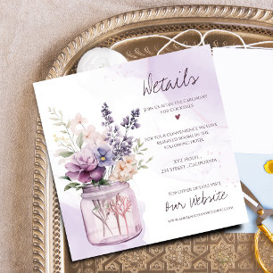 Carte D'accompagnement Fleurs Violettes Rustiques Dans Un Pot En Verre Ma
