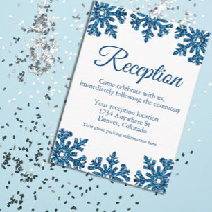 Carte D'accompagnement Flocon de neige bleu Réception de mariage d'hiver