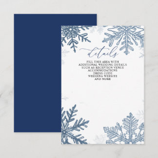 Carte D'accompagnement Flocons de neige bleu argenté Noël hivernal Mariag