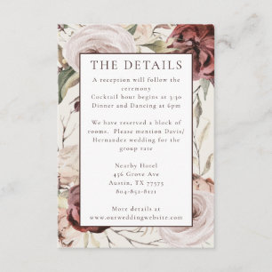 Carte D'accompagnement Floral à la crème Rustique Boho Marsala