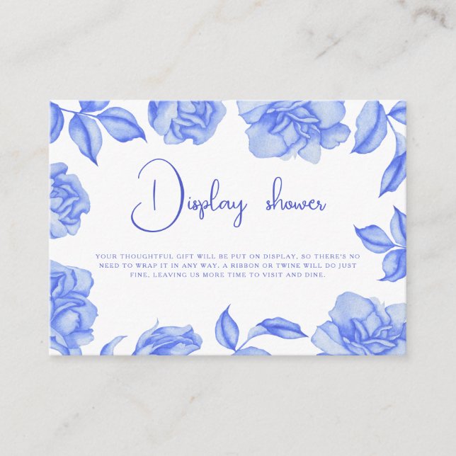 Carte D'accompagnement Floral blue Bridal shower Display shower (Devant)