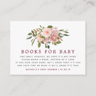 Carte D'accompagnement Floral Blush & Bourgogne Baby shower Demande de ré