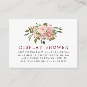 Carte D'accompagnement Floral Blush & Bourgogne Baby shower Écran douche