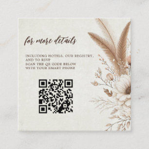 Carte D'accompagnement Floral Boho neutre avec Mariage de code QR