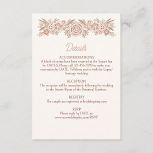 Carte D'accompagnement Floral Botanique Terracotta Détails du Mariage