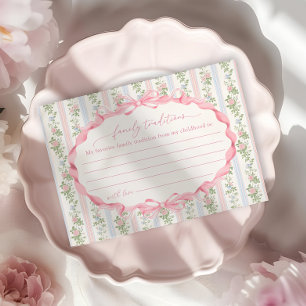 Carte D'accompagnement Floral Bow Girl Baby shower Traditions familiales