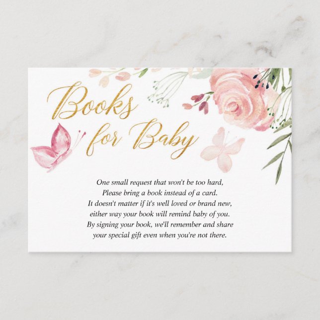 Carte D'accompagnement Floral Butterfly fille baby shower demande (Devant)