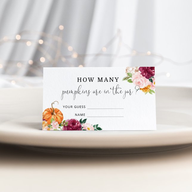 Carte D'accompagnement Floral citrouille devine combien de citrouilles je (Créateur téléchargé)