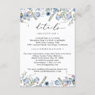 Carte D'accompagnement Floral Dusty Blue Détails Mariage
