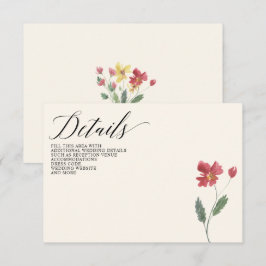 Carte D'accompagnement Floral Elegant Boho Fleur sauvage d'été Mariage
