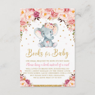 Carte D'accompagnement Floral Elephant Baby shower Apportez une fille de 