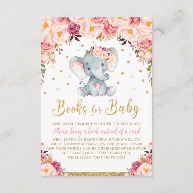 Carte D'accompagnement Floral Elephant Baby shower Apportez une fille de  (Devant)
