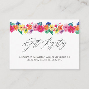 Carte D'accompagnement Floral Fiesta Mariage Cadeau Registre