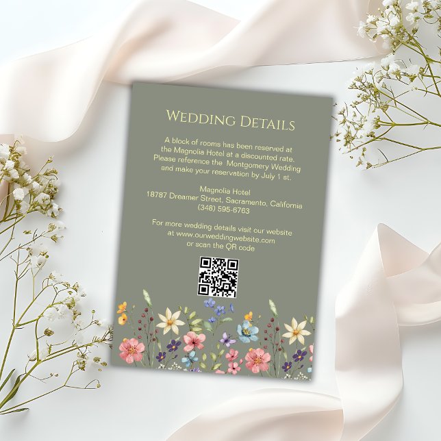 Carte D'accompagnement Floral Fleur sauvage Garden Sage Détails du Mariag (Créateur téléchargé)