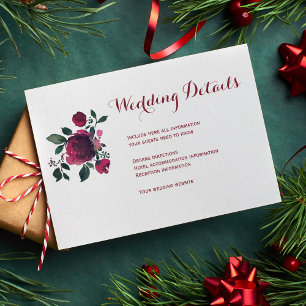 Carte D'accompagnement Floral hiver bordeaux détails du mariage