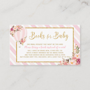 Carte D'accompagnement Floral Hot Air Balloon Apporter un livre rose bébé
