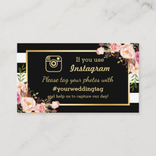 Carte D'accompagnement Floral Instagram Hashtag Mariage Insert Card
