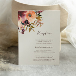 Carte D'accompagnement Floral Orange Bourgogne   Accueil Mariage Beige