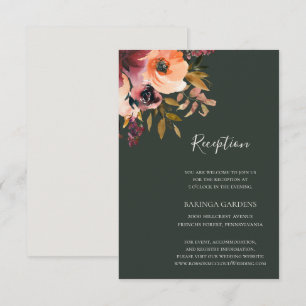 Carte D'accompagnement Floral Orange Bourgogne   Réception de mariage ver