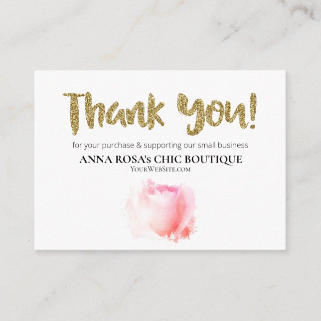 Carte D'accompagnement *~* Floral QR Logo MERCI ROSE AP8 (Devant)