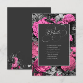 Carte D'accompagnement Floral rose noir | Mariage botanique chic moderne