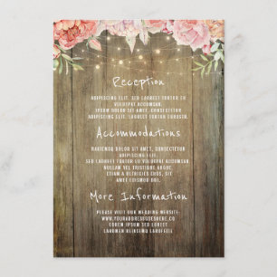 Carte D'accompagnement Floral Rustic Lumières Mariage Information Invité