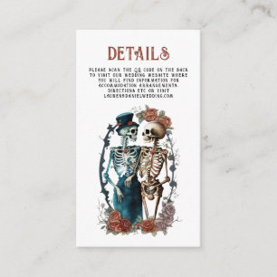 Carte D'accompagnement Floral Skeleton Couple QR Détails du Mariage Enclo