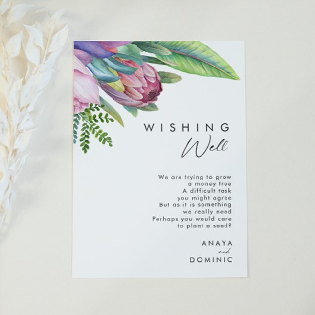 Carte D'accompagnement Floral tropical coloré | Mariage Wishing well (Créateur téléchargé)
