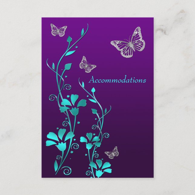 Carte D'accompagnement Floral Turquoise d'argent pourpre, boucliers à pap (Devant)