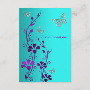 Carte D'accompagnement Floral Turquoise d'argent violet, bouclier de papi