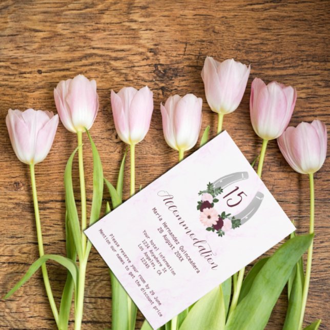 Carte D'accompagnement Floral Western Horseshoe Quinceanera Hébergement (Créateur téléchargé)