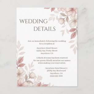 Carte d'accompagnement florale aquarelle rose tend