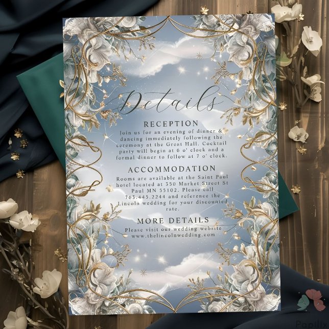 Carte D'accompagnement Florales étonnantes accentuées avec Mariage d'or (Créateur téléchargé)