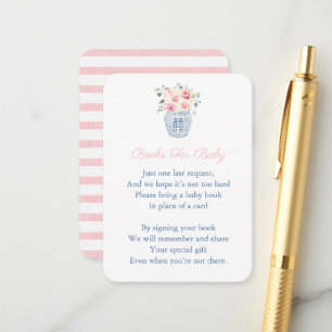 Carte D'accompagnement Florales Roses Chinoiserie Apporter Un Baby shower