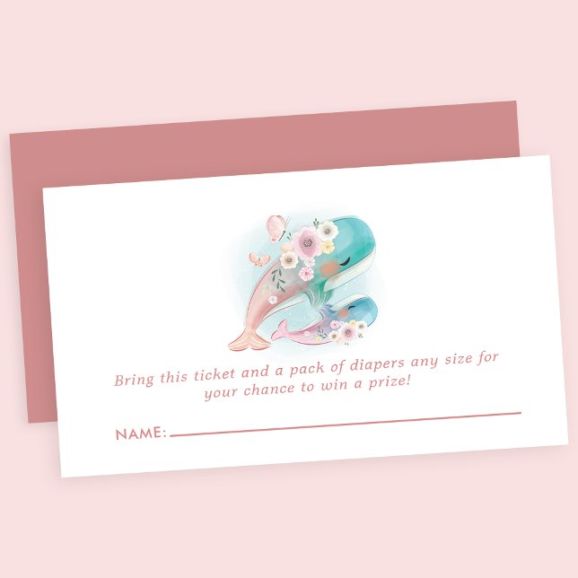 Carte D'accompagnement Flore Aquarelle Baleines Baby shower Déchets Raffi (Créateur téléchargé)